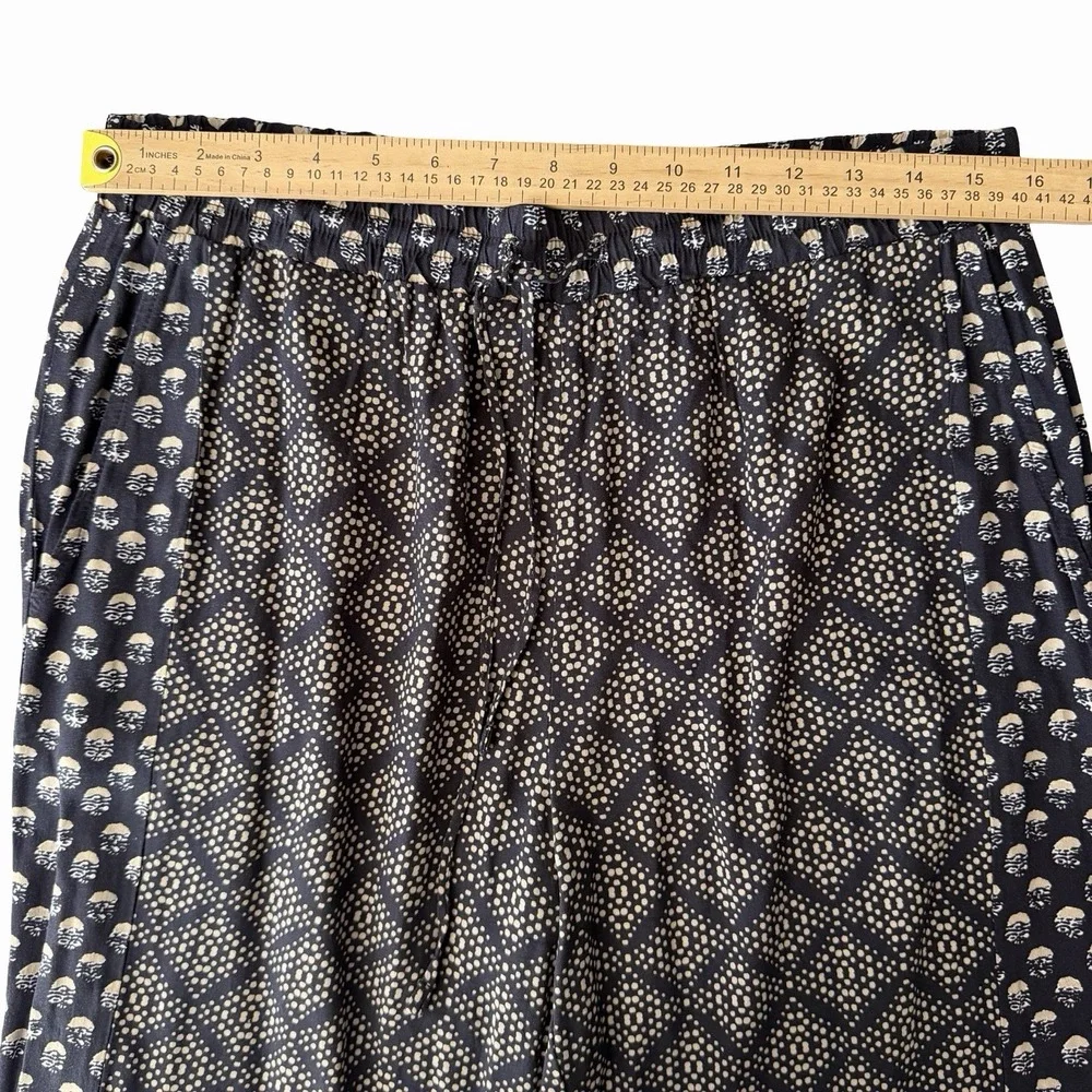 Michael Stars Jordan Pant M• Black Beige Printed Wide Leg Pull Boho Resort Flowy